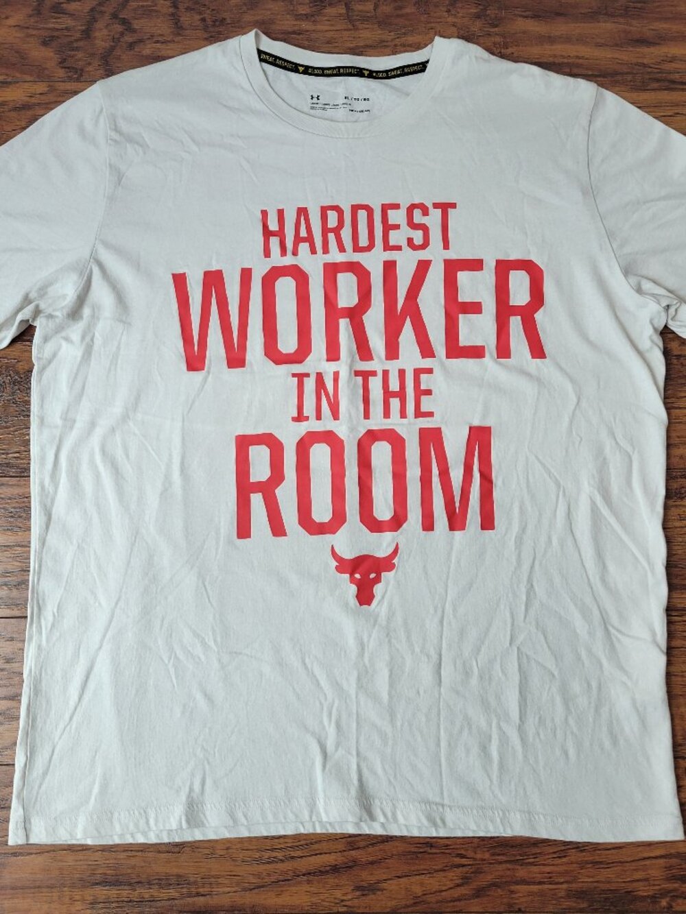 UNDER ARMOUR Hardest Worker in the Room Project Rock Heatgear Shirt sz XL EUC